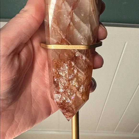 Fire Quartz Crystal Wand on Stand - Picture 4 of 7